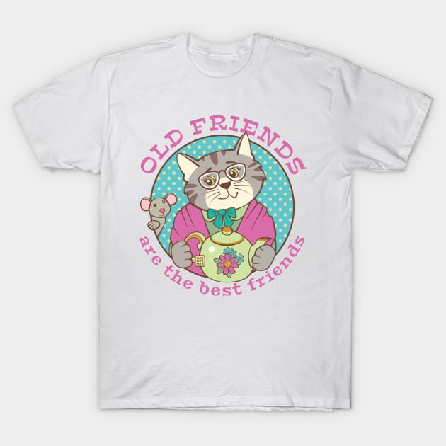 Old Friends are the Best Friends Cat and Mouse T-Shirt by Sue Cervenka